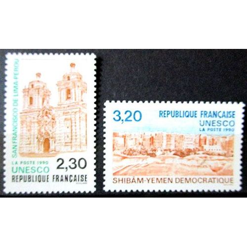1990. Série Complète Ts102 À Ts103: Timbres De Service Unesco: Sites À Protéger.