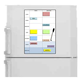 Calendrier magnétique pour frigo KIT Planning Familial Frigo magnétique  effaçable 30X40 cm A3 + 16 magnets effaçables + 1 marqueur effaçable  magnétique, planning familial, 7 jours de 8h à 23h