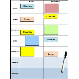 Organiseur magnétique effaçable frigo - To do list + planning semaine A4  30x20 cm + 1 marqueur effaçable magnétique (To do list et planning bleu)
