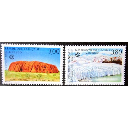 1996. Série Complète Ts114 À Ts115: Timbres De Service Unesco: Sites Classés À Protéger.