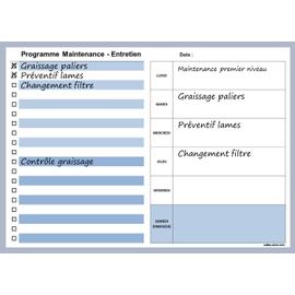 Bloc note Maintenance Planning semaine - To Do List bleu 52 pages  détachables A4