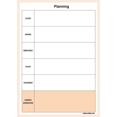 Bloc Note Planning Semaine Marron 52 Pages Détachables A5 15x21 Cm - 7 Jours