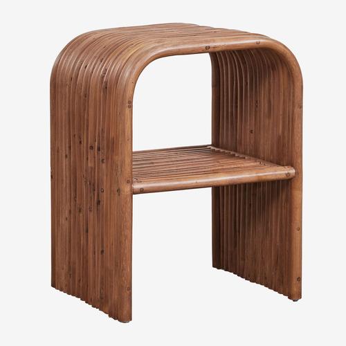 Table De Chevet En Rotin Nolay Marron Bois Foncé