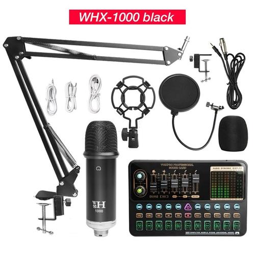 WXH1000 Set Noir - Mélangeur de Microphone BM800 V10X Pro, carte son, condensateur, jeu, BT, Audio, dj, diffusion en direct, micro, USB, OTG, enregistrement professionnel