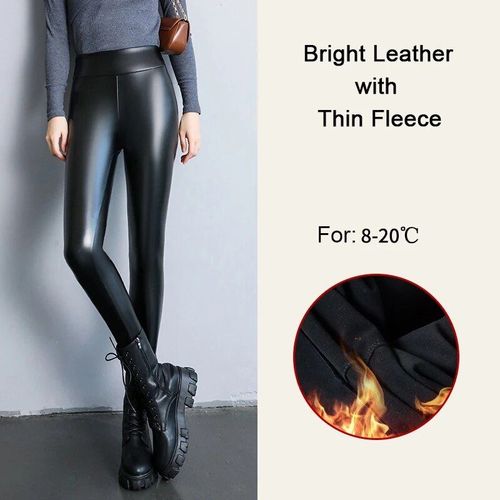 Biviincome Os-Leggings En Cuir Pu Velours Taille Haute Pour Femme,Pantalons En Cuir Chauds,Optique Sexy,Sourire 256,Automne Et Hiver