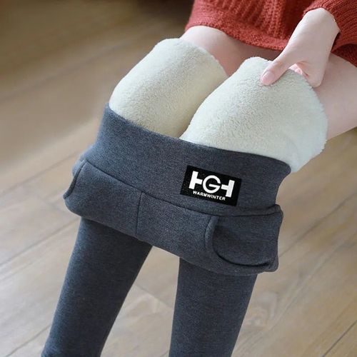 Leggings Doublés Thermiques Pour Femmes,Collants Polaires,Chaussettes En Velours,Couleur Unie,Taille Haute,Hiver