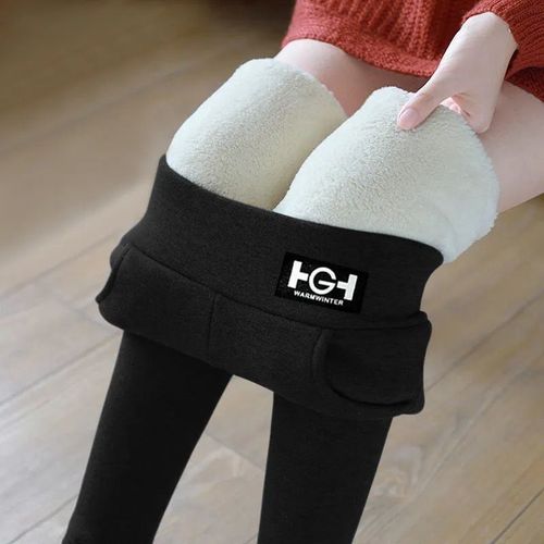 Leggings Doublés Thermiques Pour Femmes,Collants Polaires,Chaussettes En Velours,Couleur Unie,Taille Haute,Hiver
