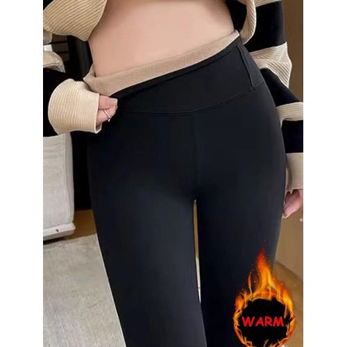 Blingblingee-Legging Doublé Smile Pour Femme,Pantalon Évasé Skinny,Taille Haute,Thermique,Noir,Chaud,Commandé,Femme,Traf,Hiver,2023