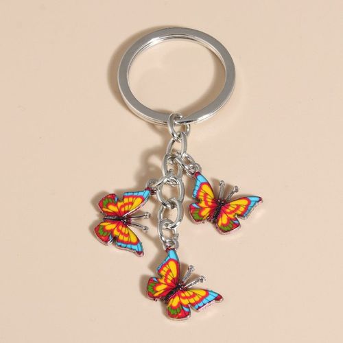 Porte-Clés Papillon Coloré En Émail,Mignon,Animaux Volants,Pour Femmes,Filles,Accessoire De Sac À Main,Bijoux Faits À La Main - Type E3903