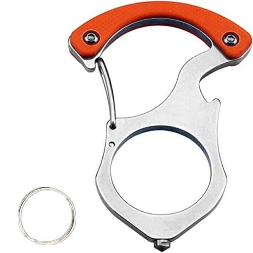 Edc Porte-Clés Outil De Survie En Plein Air,Outil D'alpinisme,Ouvre-Bouteille De Fenêtre Cassée,Outil D'autodéfense De Tigre De Doigt,Voiture - Type Orange