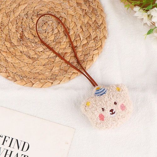 Autocollant De Nom D'ours En Peluche De Bande Dessinée Mignonne,Pendentif,Beurre En Peluche,Marque Anti-Perte,Étiquette De Nom,Breloque,Porte-Clés,Décor De Sac - Type Beige