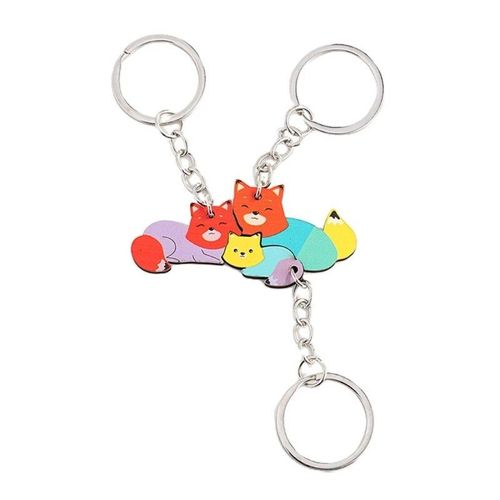 Porte-Clés En Métal En Forme De Chat Mignon,Pendentif,Puzzle Assressenti,Pour Sac À Dos,Bagages,2 Pièces #B