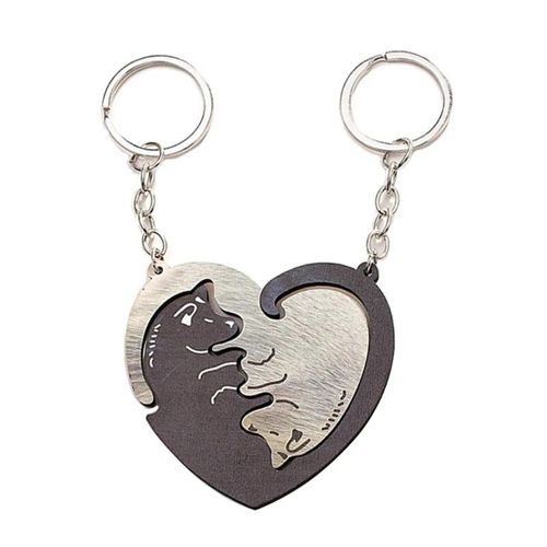 Porte-Clés En Métal En Forme De Chat Mignon,Pendentif,Puzzle Assressenti,Pour Sac À Dos,Bagages,2 Pièces #B2