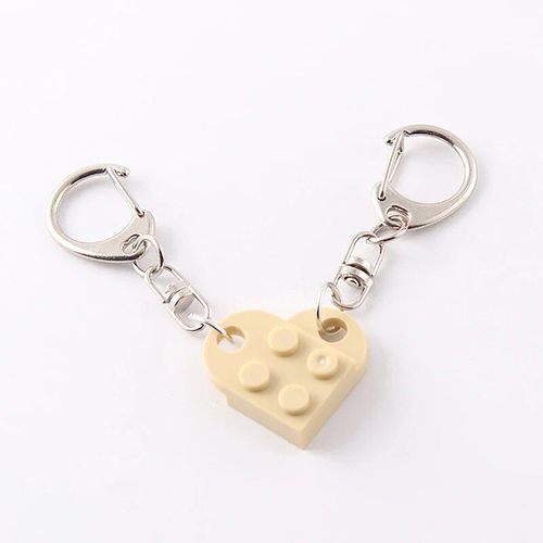 Porte-Clés En Brique De Coeur D'amour Pour Hommes Et Femmes,Porte-Clés De Couple,Cadeau De Bijoux De Mode,Navire De Chia,1 Paire - Type Beige