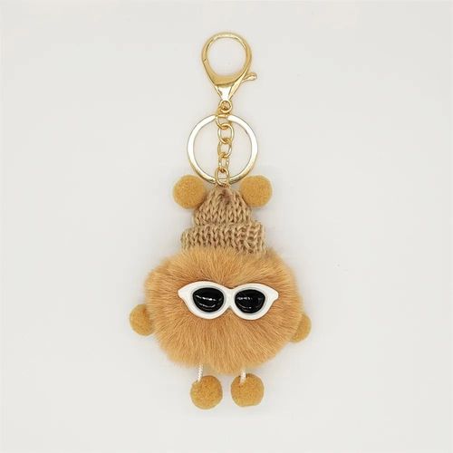 Porte-Clés En Forme De Boule De Lapin Rex,Accessoire Pendentif Mignon En Peluche,Boule De Pierres Colorées,Ornement Pour Sac De Voiture - Type K
