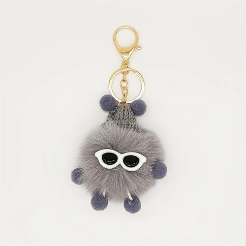 Porte-Clés En Forme De Boule De Lapin Rex,Accessoire Pendentif Mignon En Peluche,Boule De Pierres Colorées,Ornement Pour Sac De Voiture - Type L
