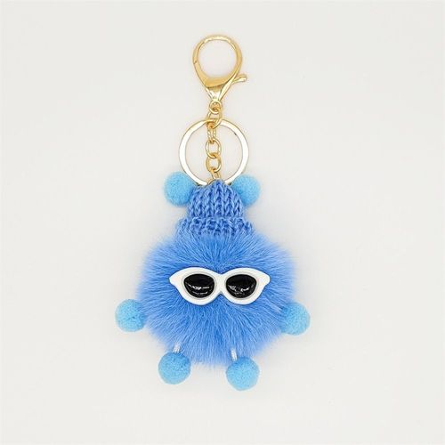 Porte-Clés En Forme De Boule De Lapin Rex,Accessoire Pendentif Mignon En Peluche,Boule De Pierres Colorées,Ornement Pour Sac De Voiture - Type F