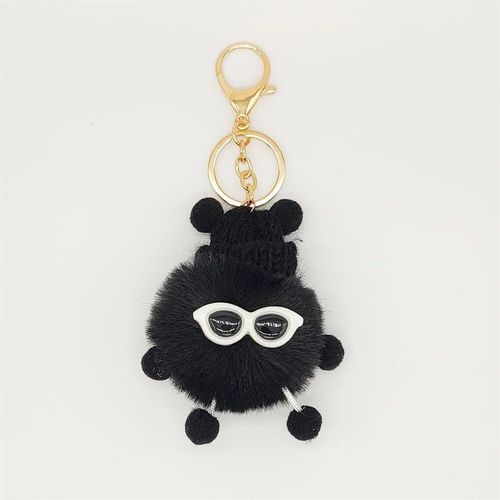 Porte-Clés En Forme De Boule De Lapin Rex,Accessoire Pendentif Mignon En Peluche,Boule De Pierres Colorées,Ornement Pour Sac De Voiture - Type B
