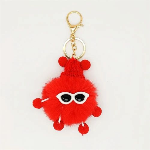 Porte-Clés En Forme De Boule De Lapin Rex,Accessoire Pendentif Mignon En Peluche,Boule De Pierres Colorées,Ornement Pour Sac De Voiture - Type E