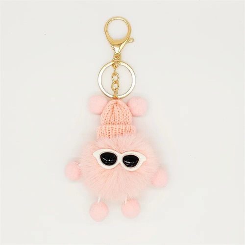 Porte-Clés En Forme De Boule De Lapin Rex,Accessoire Pendentif Mignon En Peluche,Boule De Pierres Colorées,Ornement Pour Sac De Voiture - Type J