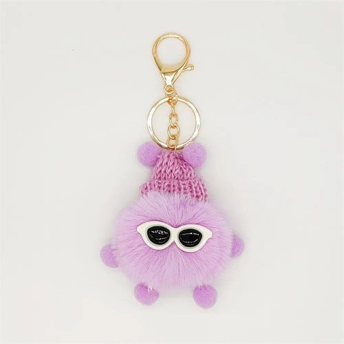 Porte-Clés En Forme De Boule De Lapin Rex,Accessoire Pendentif Mignon En Peluche,Boule De Pierres Colorées,Ornement Pour Sac De Voiture - Type H