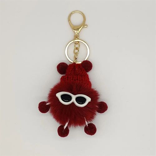 Porte-Clés En Forme De Boule De Lapin Rex,Accessoire Pendentif Mignon En Peluche,Boule De Pierres Colorées,Ornement Pour Sac De Voiture - Type D