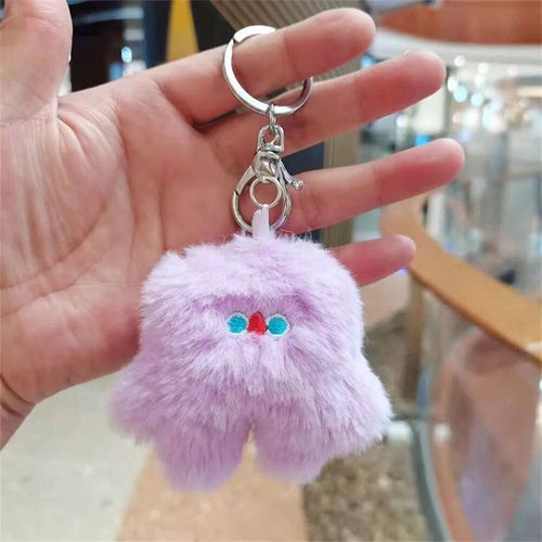 Porte-Clés En Forme De Boule De Lapin Rex,Accessoire Pendentif Mignon En Peluche,Boule De Pierres Colorées,Ornement Pour Sac De Voiture - Type N