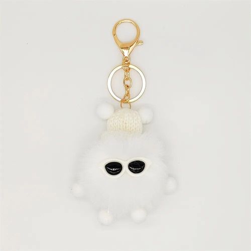 Porte-Clés En Forme De Boule De Lapin Rex,Accessoire Pendentif Mignon En Peluche,Boule De Pierres Colorées,Ornement Pour Sac De Voiture - Type A