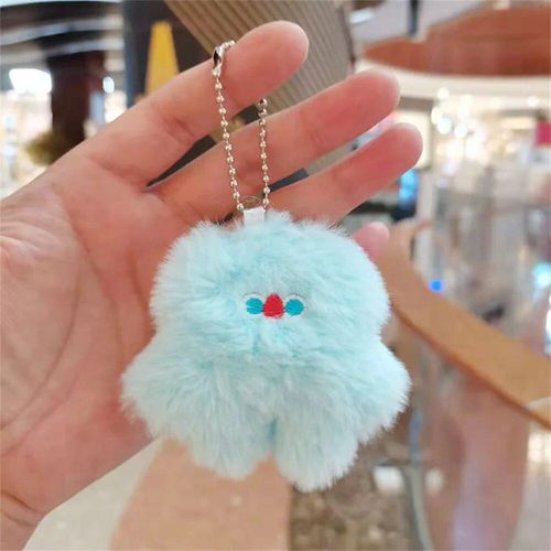 Porte-Clés En Forme De Boule De Lapin Rex,Accessoire Pendentif Mignon En Peluche,Boule De Pierres Colorées,Ornement Pour Sac De Voiture - Type U