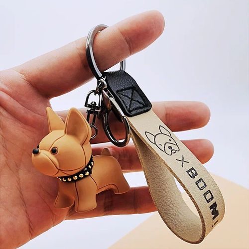 Porte-Clés Chien En Cuir Pu Pour Hommes Et Femmes,Voiture Punk,Bouledogue Français,Pendentif De Sac,Bijoux Bibelot,Porte-Clés,Mode - Type Coffee Pu Rope