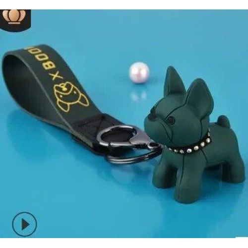 Porte-Clés Chien En Cuir Pu Pour Hommes Et Femmes,Voiture Punk,Bouledogue Français,Pendentif De Sac,Bijoux Bibelot,Porte-Clés,Mode - Type Green Pu Rope