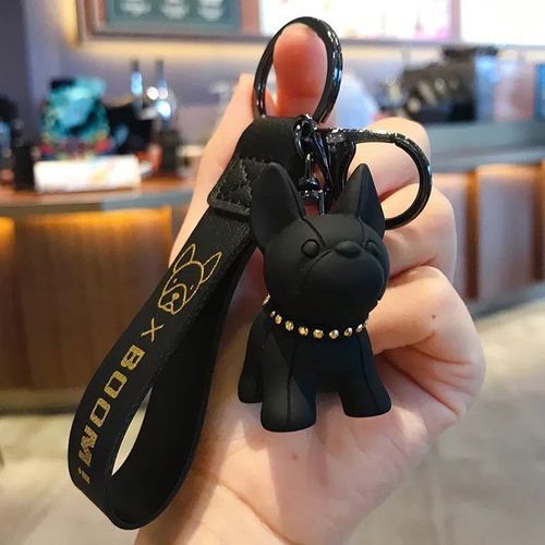 Porte-Clés Chien En Cuir Pu Pour Hommes Et Femmes,Voiture Punk,Bouledogue Français,Pendentif De Sac,Bijoux Bibelot,Porte-Clés,Mode - Type Black Pu Rope