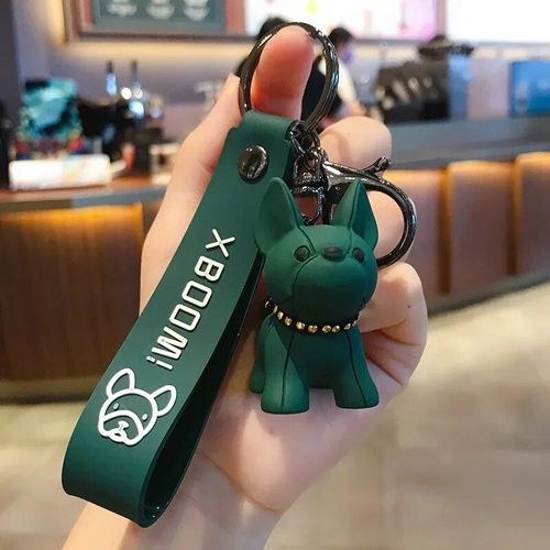 Porte-Clés Chien En Cuir Pu Pour Hommes Et Femmes,Voiture Punk,Bouledogue Français,Pendentif De Sac,Bijoux Bibelot,Porte-Clés,Mode - Type 7 Green