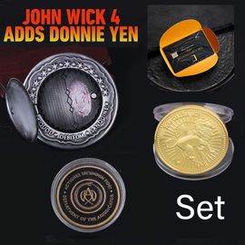 The Continental Adjudicator Coins Set,John Wick Blood Oath Marke,Hotel Card,Cosplay Costume,Prop Jewelry Collection,Movie - Type Set 01
