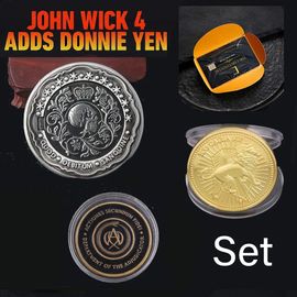 The Continental Adjudicator Coins Set,John Wick Blood Oath Marke,Hotel Card,Cosplay Costume,Prop Jewelry Collection,Movie - Type Set 02