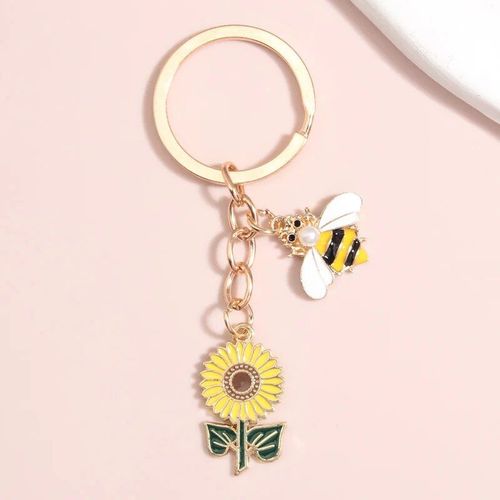 Porte-Clés Équation En Accent D'abeille Mignon Pour Hommes Et Femmes,Porte-Clés Fleur De Coeur,Porte-Clés De Jardin,Cadeau Souvenir Équivalent,Accessoire De Sac À Main,Bijoux - Type E4498