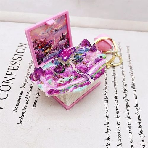 Porte-Clés De Livre Pop-Up Créatif En 3d,Pendentif De Puzzle Spatial,Soleil,Tridimensionnel - Type Pastoral Cottage-Pin