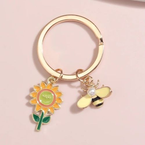 Porte-Clés Équation En Accent D'abeille Mignon Pour Hommes Et Femmes,Porte-Clés Fleur De Coeur,Porte-Clés De Jardin,Cadeau Souvenir Équivalent,Accessoire De Sac À Main,Bijoux - Type E4503