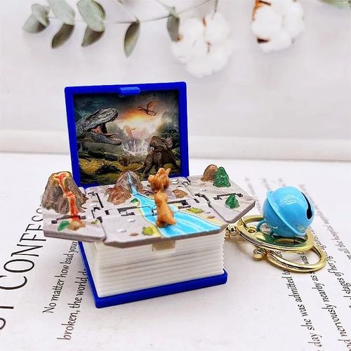 Porte-Clés De Livre Pop-Up Créatif En 3d,Pendentif De Puzzle Spatial,Soleil,Tridimensionnel - Type Dinosaur Paradise-Bl