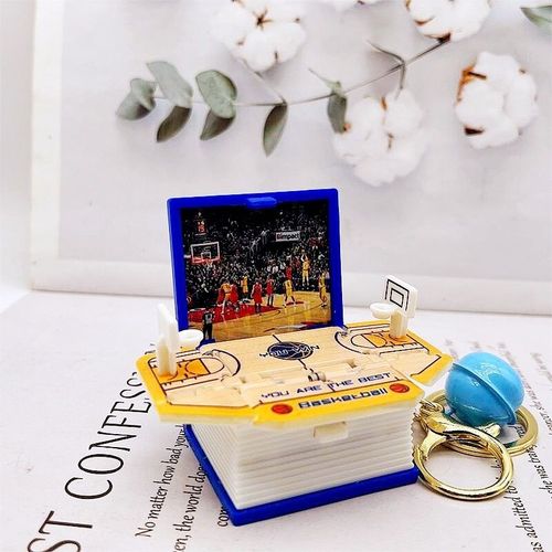 Porte-Clés De Livre Pop-Up Créatif En 3d,Pendentif De Puzzle Spatial,Soleil,Tridimensionnel - Type Basketball Nba-Blue
