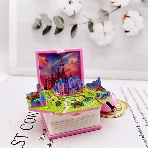 Porte-Clés De Livre Pop-Up Créatif En 3d,Pendentif De Puzzle Spatial,Soleil,Tridimensionnel - Type Dream Castle-Pink