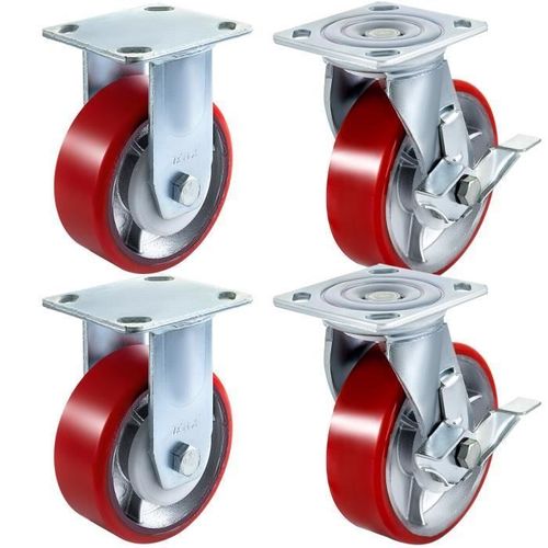 Roulettes-VEVOR-15 cm Lot de 4-2 Roulettes Rigides et 2 Roulettes-Charge 450 kg-Atelier, Garage, Entrepôt