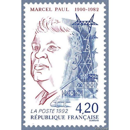 France 1992, Très Beau Timbre Neuf** Luxe Yvert 2777, 10ème Anniversaire De La Mort De Marcel Paul, Ancien Député Communiste, Déporté À Buchenwald.