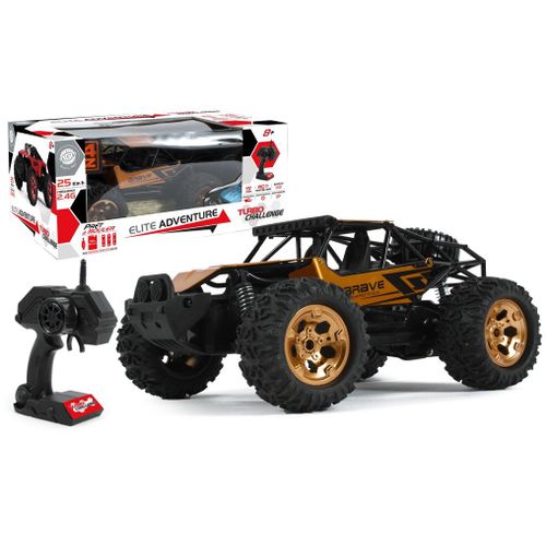 Turbo Challenge Buggy De 34 Cm Radiocommandé 2.4 Ghz - Coque Métal Marron Et Pneu Souple