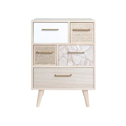 Cabinet De Rangement Avec 5 Tiroirs En Bois Marron Et Blanc