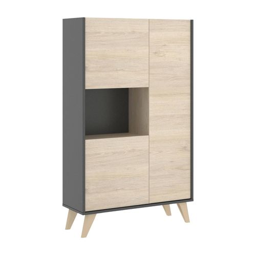 Buffet Effet Bois Chêne Et Anthracite