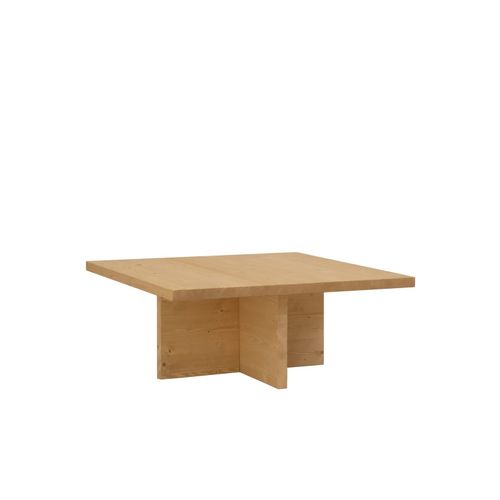 Table Basse Carrée En Bois De Sapin Marron Clair 80x33,22cm