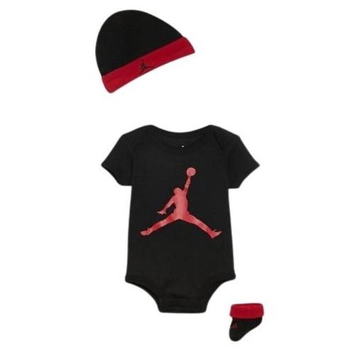 Coffret Cadeau De Naissance Bb Garcon Jordan 3 Pices Noir Et Rouge Ensemble Body Bavoirs Bonnet Et Chaussons