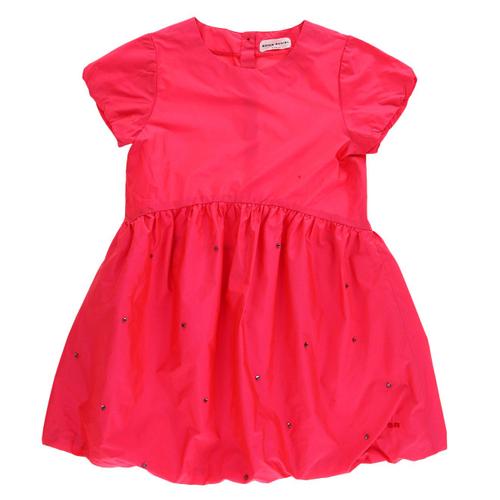 Robe Manches Courtes À Strass Rose Fushia