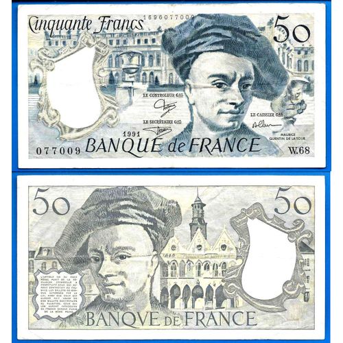 France 50 Francs 1991 Billet Quentin De La Tour Franc